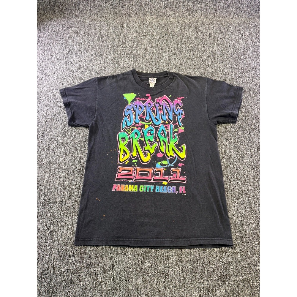 Delta Pro Weight Spring Break T Shirt Adult Medium Black Graphic Print Crew Neck